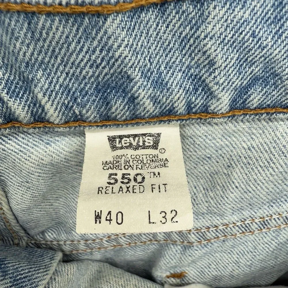 Vintage Levis Jeans 550 Relaxed Fit 40x32 Light Wash 100% Cotton Work Pants READ